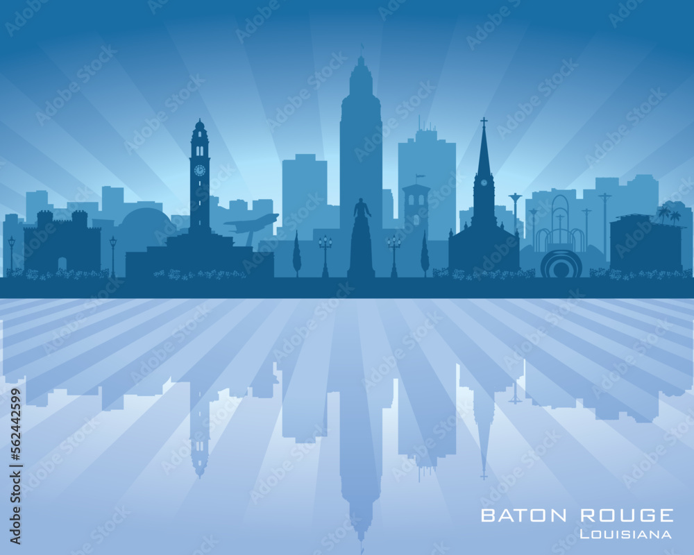 Baton Rouge Louisiana city skyline vector silhouette