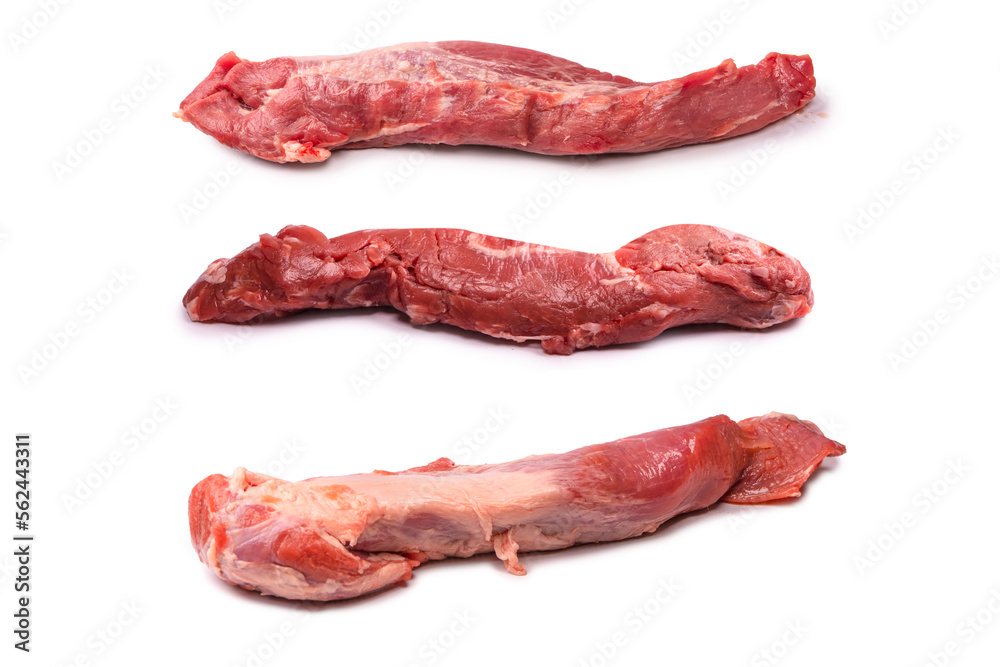 Raw pork tenderloin isolated on a white background. Raw pork tenderloin isolated on a white background.