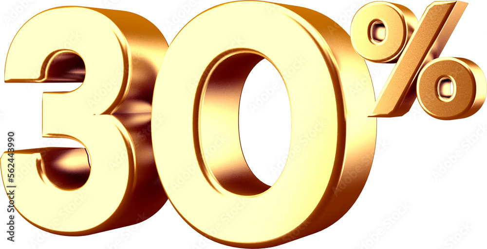 3D Golden Thirty Percent Number 3D Golden Thirty Percent Number
