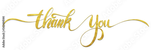 Thank you text hand written with gold glitter color