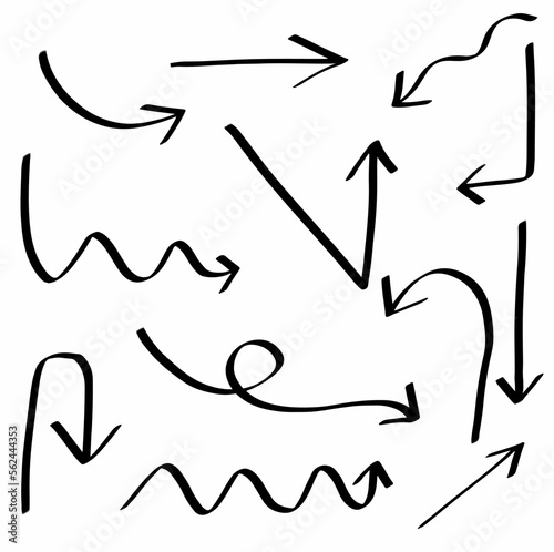 set collection hand drawn arrows pointer design for business plan and education. Sketch idea design template.