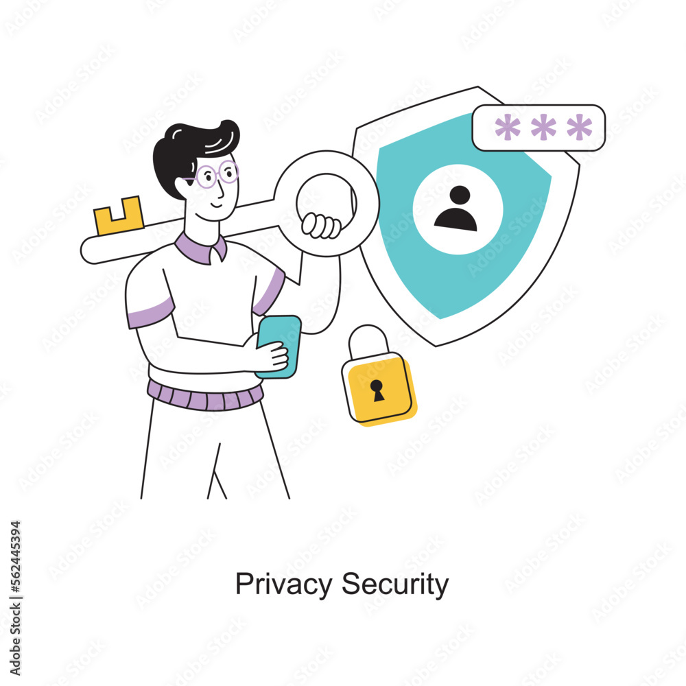 Privacy security Flat Style Design Vector illustration. Stock illustration