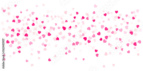 Heart Confetti Background  Love glitter for Valentine s day  Red  pink and rose hearts flying  frame or border for 14 February isolated on white  vector illustration