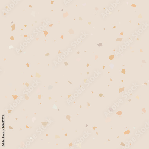Terrazzo flooring textured surface modern abstract pattern. Vector seamless abstract repeat with chips of marble or granite in soft pastel colors.