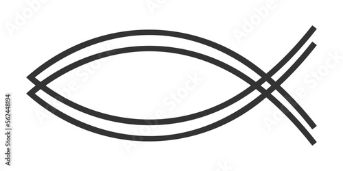 Ichthys icon. Jesus fish Bible symbol isolated on white background. Secret shibboleth in Christianity. Religious sign. Vector graphic illustration.