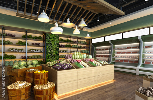 3d render of supermarket and grocery shop
