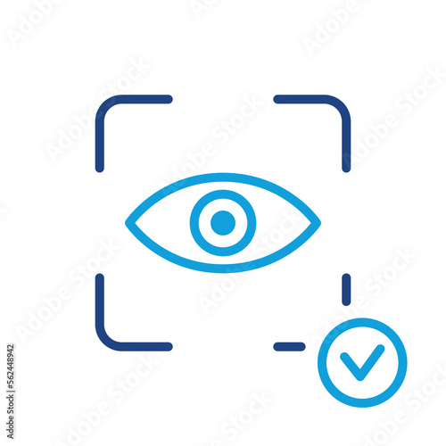 Eye Scan ID Line Icon. Vision Scanning Technology for Security Access Pictogram. Iris Recognition for Biometric Identification Sign. Retina Scanner. Editable Stroke. Isolated Vector Illustration