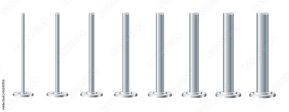 Metal poles with different diameters. metal columns. Steel pipes. Template design for urban advertising banners. Metal poles with different diameters. metal columns. Steel pipes. Template design for urban advertising banners.