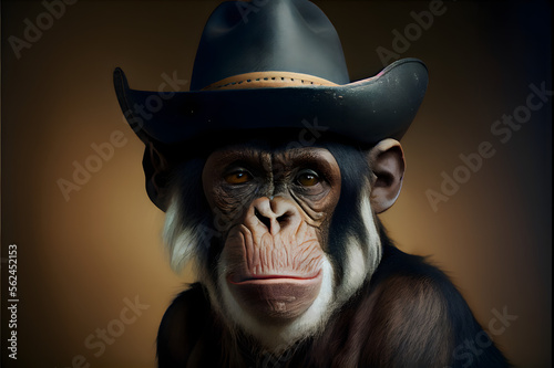 chimp in a cowboy hat, generative ai