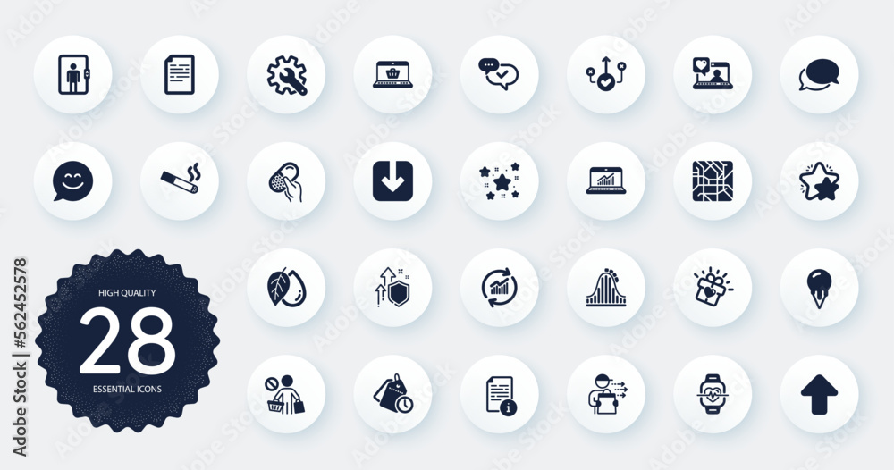 Set of Business icons, such as Friends chat, Star and Manual flat icons. Smoking, Stars, Ice cream web elements. Improving safety, Correct way, Upload signs. Approved, Update data. Vector Set of Business icons, such as Friends chat, Star and Manual flat icons. Smoking, Stars, Ice cream web elements. Improving safety, Correct way, Upload signs. Approved, Update data. Vector