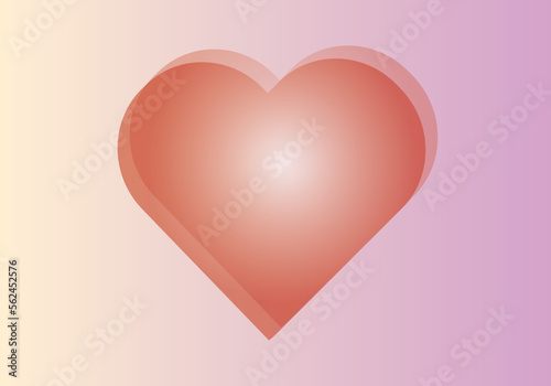 A big red heart in gradient yellow and purple color background. For Valentine's day and festival. Abstract blurred background. For web template banner poster digital graphic artwork.