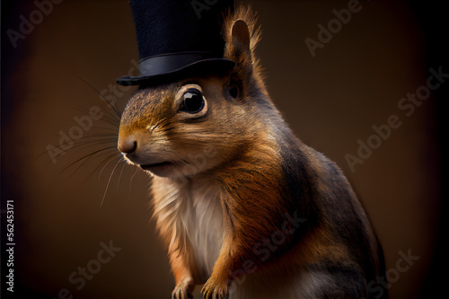 squirrel in a top hat, generative ai