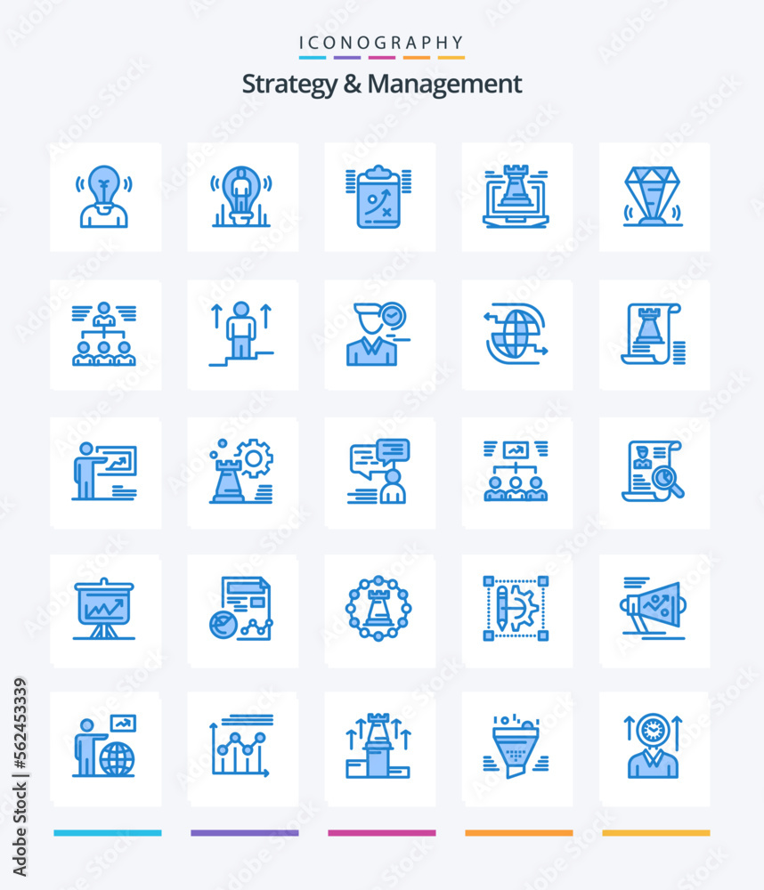 Creative Strategy And Management 25 Blue icon pack  Such As gem. diamond. tactic. strategy. fort