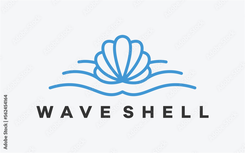 logo design wave with shell line simple logo design wave with shell line simple