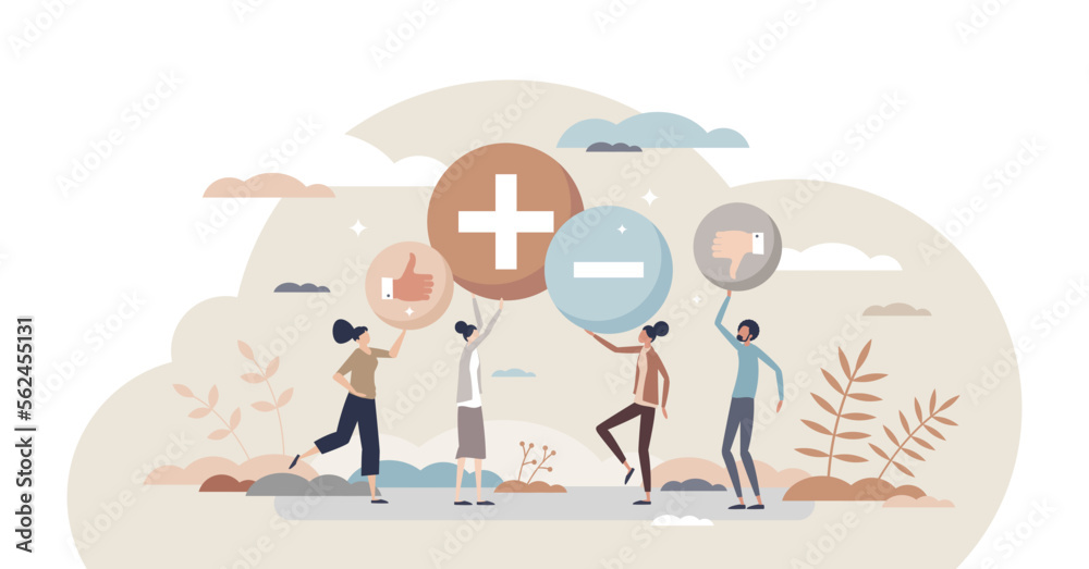 Pros and cons as various feedback opinion comparison tiny person ...