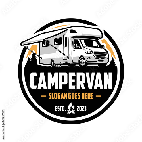 Campervan Motorhome RV Caravan Logo Vector Art
