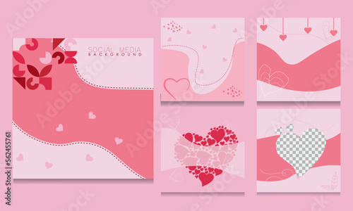 Valentine's Day holidays square templates.Social media post 