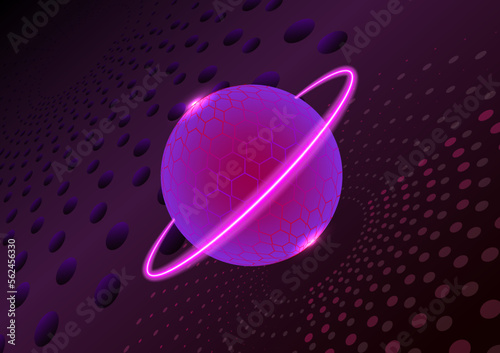 Abstract violet round global star planet science light network communication technology background vector illustration