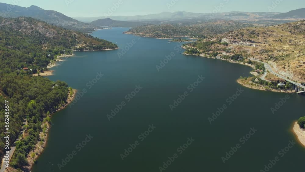 Aerial view of dam and reservoir of the Burguillo in Spain Aerial view of dam and reservoir of the Burguillo in Spain