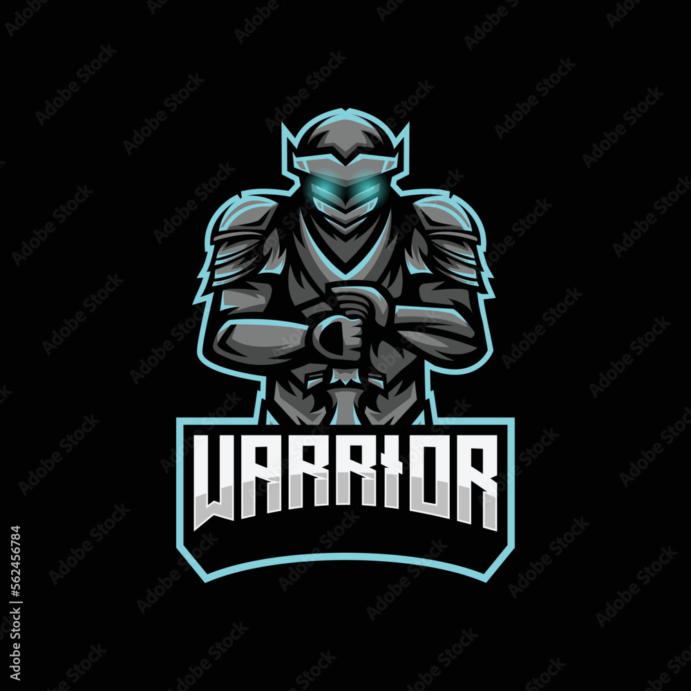 knight warrior mascot esport logo illustration design