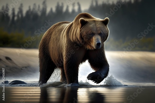 Grizzly Bear Stock Photo, Wildlife Photography, Generative Ai
