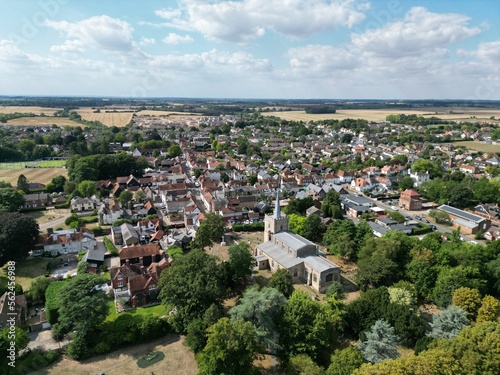 Sawbridgeworth town Hertfordshire UK aerial view, photo