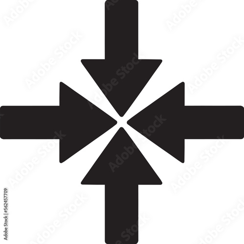 Fotografiet Cuatro flechas negras apuntando al centro. Icono vector