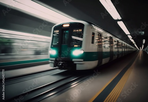 Realistic AI illustration of subway train at the station