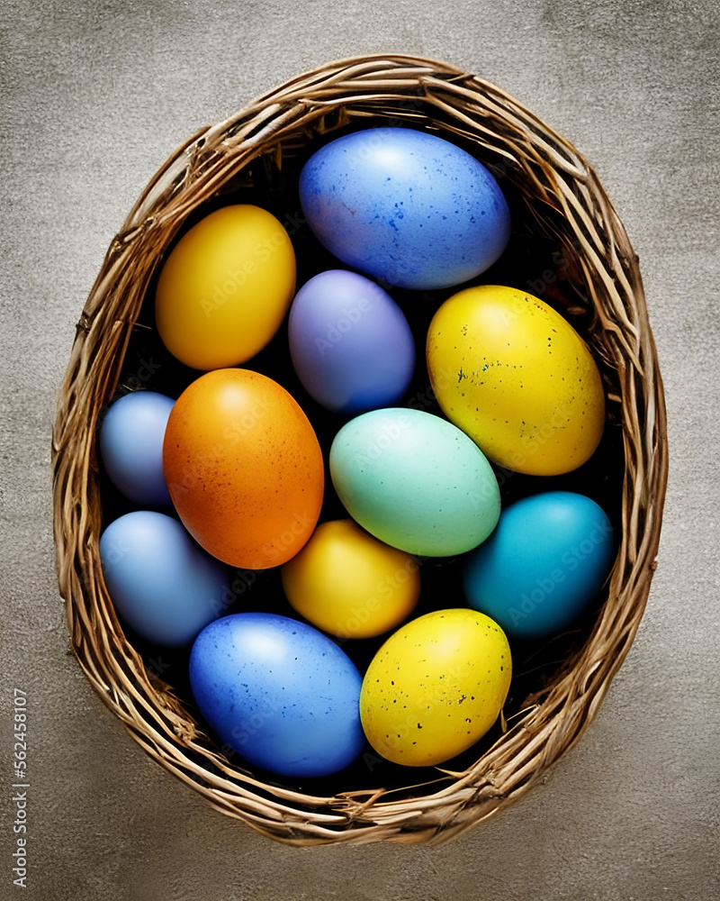 Easter Eggs in a Basket Created with Generative AI Easter Eggs in a Basket Created with Generative AI