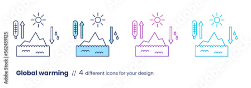 Problem global warming line icon, ESG concept. Vector illustration.