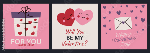 Valentines Day square cards collection. Will you be my Valentine? 