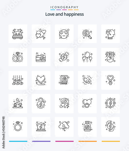 Creative Love 25 OutLine icon pack Such As emotion. wedding. emoticon. search. heart