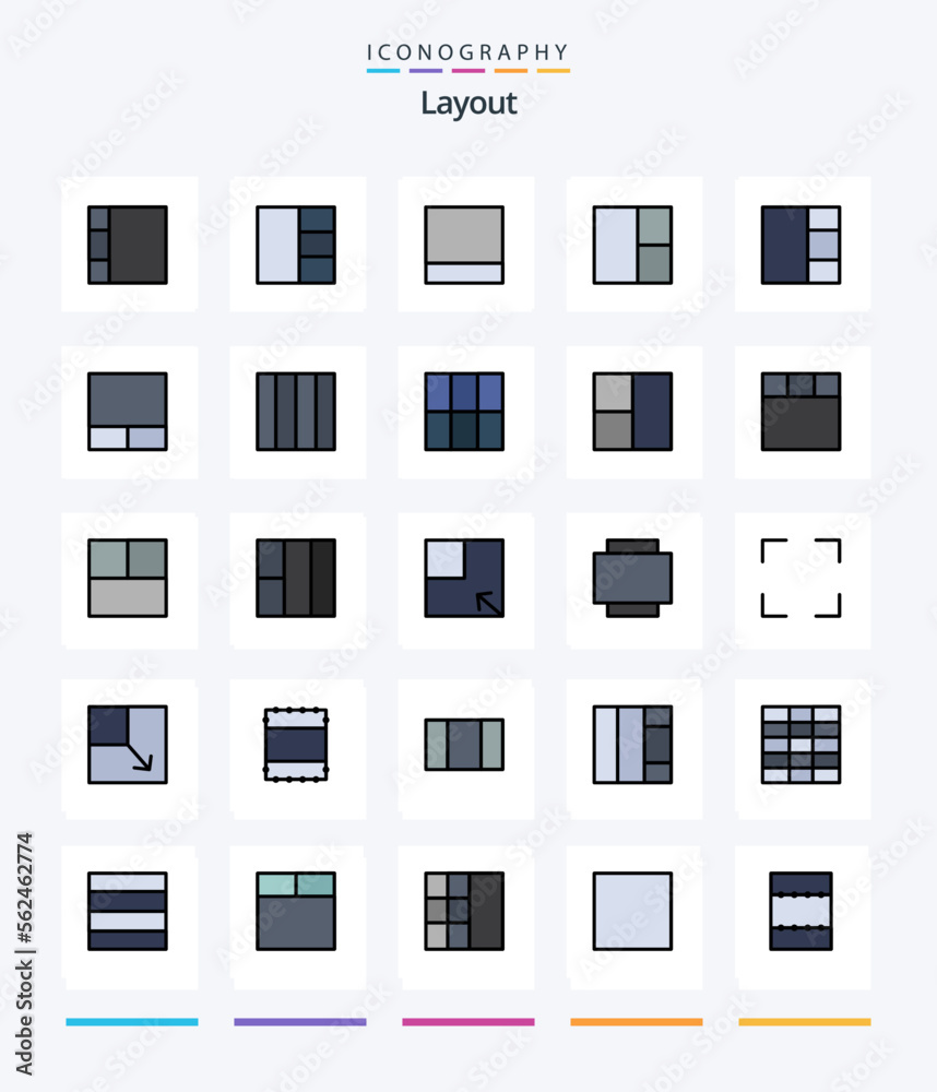 Creative Layout 25 Line FIlled icon pack  Such As full screen. grid. full screen. maximize. view