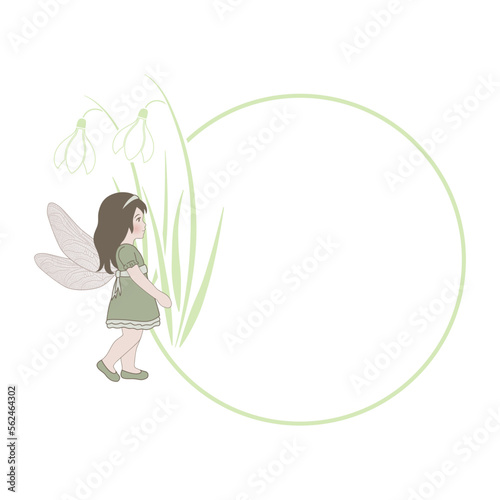 snowdrop flower and little fairy