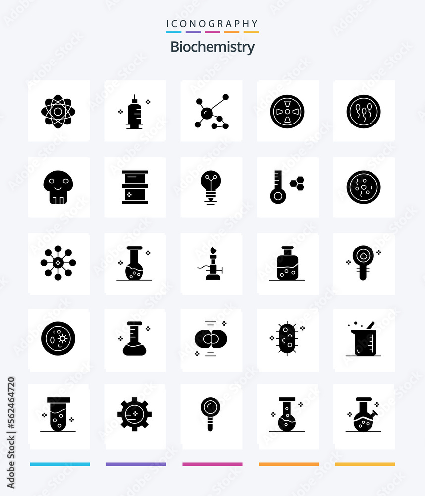 Creative Biochemistry 25 Glyph Solid Black icon pack  Such As biology. wind. atom. turbine. genetic