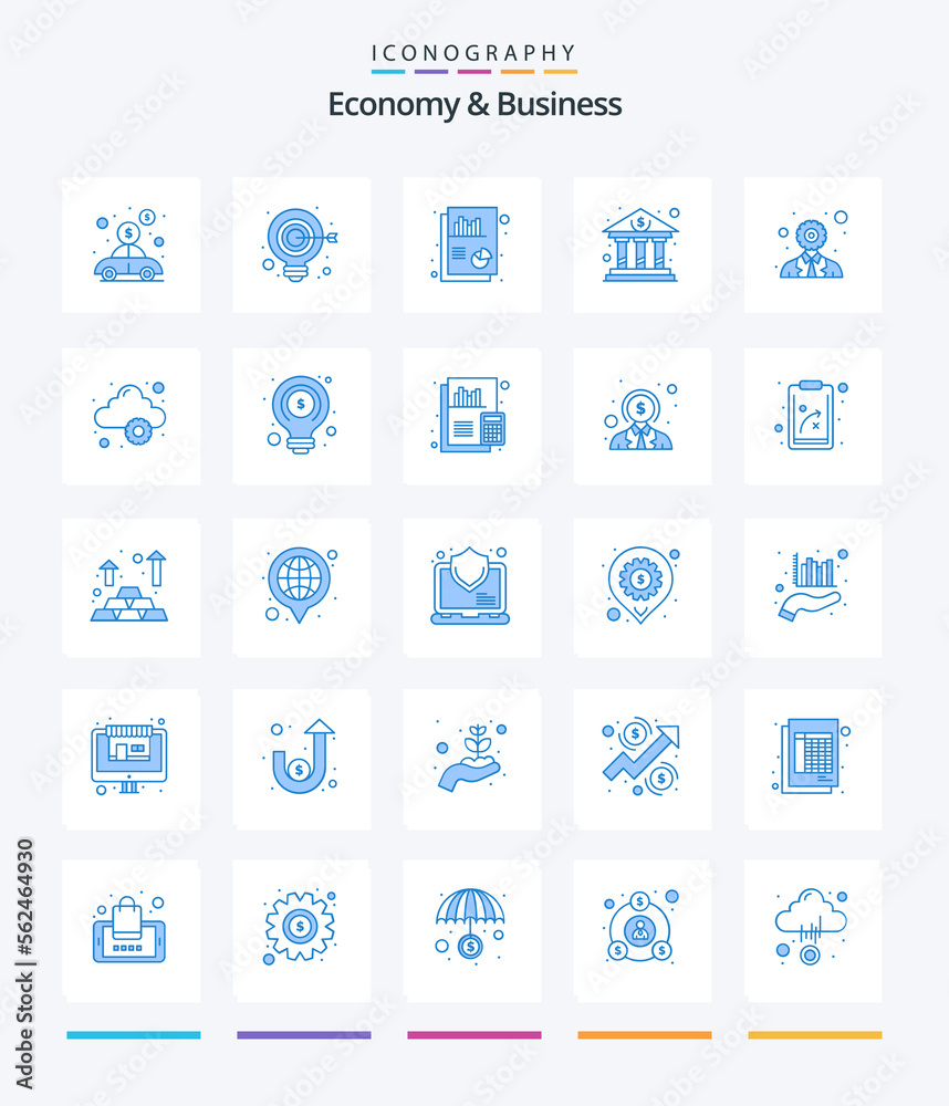 Creative Economy And Business 25 Blue icon pack  Such As development. . chart. capital. bank