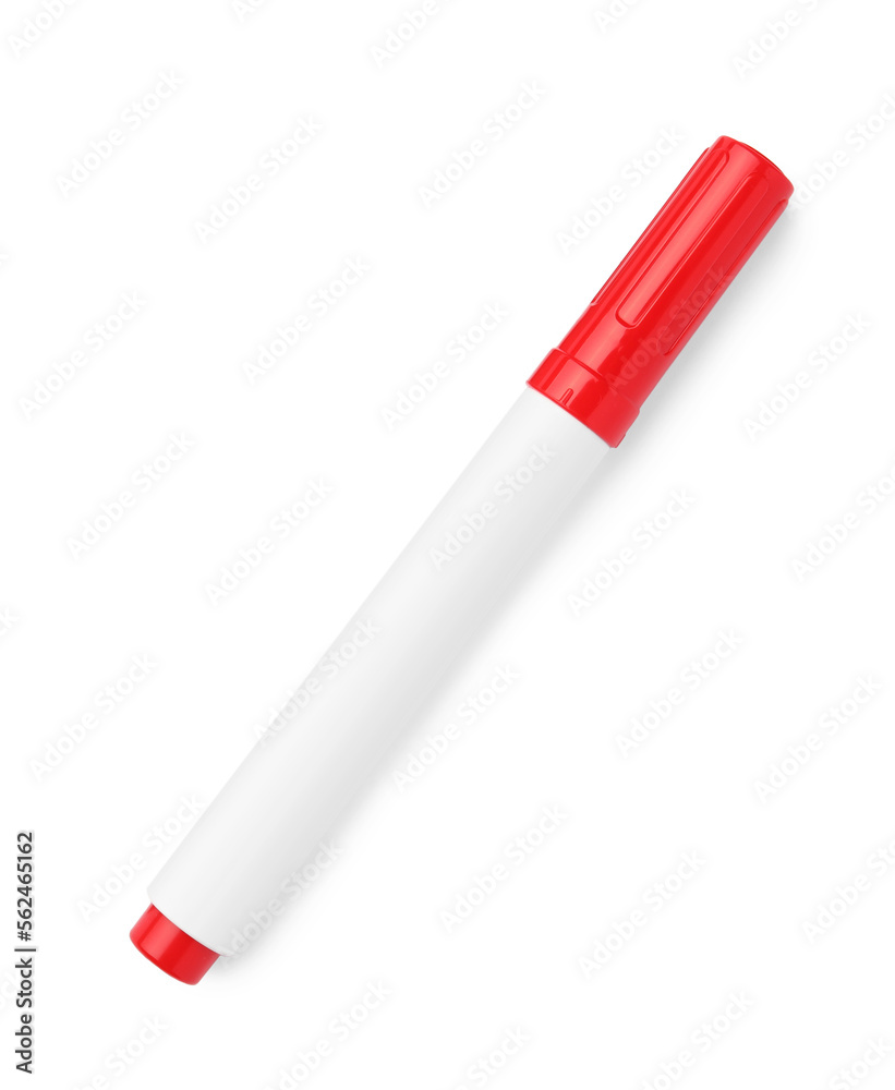 Bright red marker isolated on white, top view. School stationery Bright red marker isolated on white, top view. School stationery