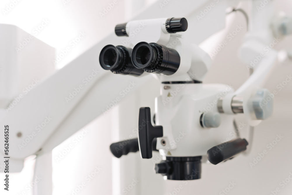 Closeup of a dentist microscope for a teeth Closeup of a dentist microscope for a teeth