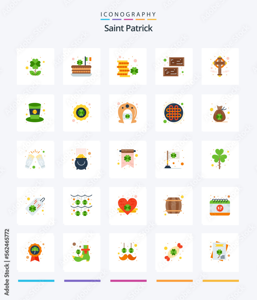 Creative Saint Patrick 25 Flat icon pack  Such As cross. value. coin. ingot. patrick