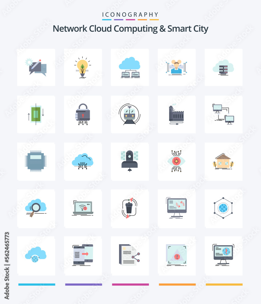 Creative Network Cloud Computing And Smart City 25 Flat icon pack  Such As body. . energy. data. server