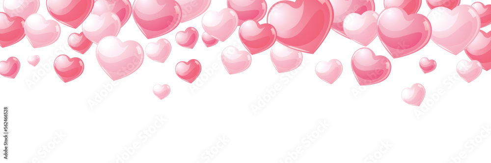 Pink love hearts illustration banner - valentines day design
