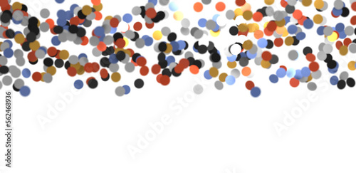  Colorful assorted confetti with serpentine on white