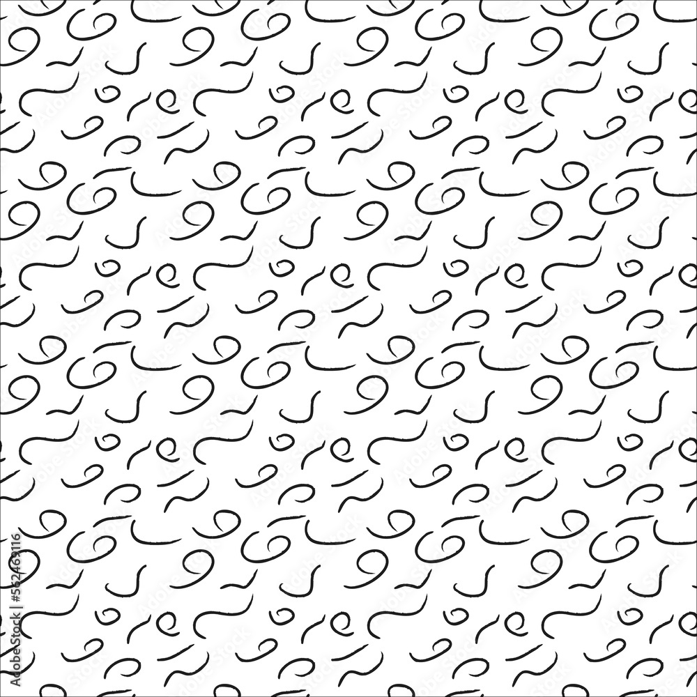 Vector seamless pattern with hand drawn different lines. Monochrome template for print, packaging, textile, banner, design, wallpaper Vector seamless pattern with hand drawn different lines. Monochrome template for print, packaging, textile, banner, design, wallpaper