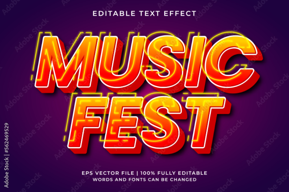 Music fest text effect - Editable vintage and retro future text style