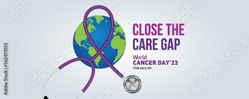 Close the care gap- World Cancer Day 2023 concept vector illustration. 4th February World Cancer Day Poster Or Banner Background.