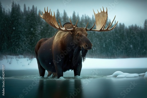 Alaska Moose Stock Photo, Wildlife Photography, Generative Ai