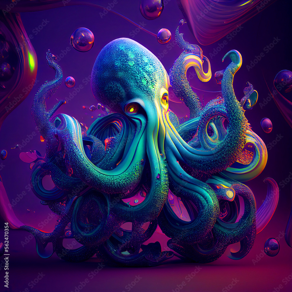 Fantasy Octopus Generative AI Illustration Fantasy Octopus Generative AI Illustration