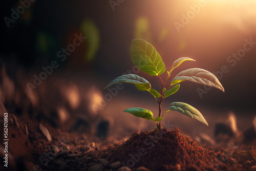Green plant, new life and hope concept generative Ai. 