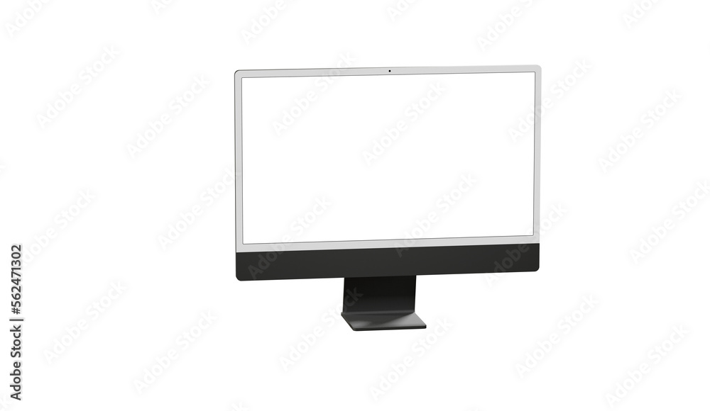 Computer display with blank white screen 3d Computer display with blank white screen 3d