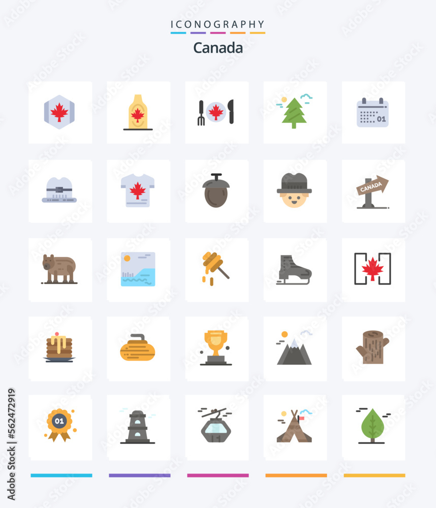 Creative Canada 25 Flat icon pack  Such As canada. tree. leaf. forest. canada